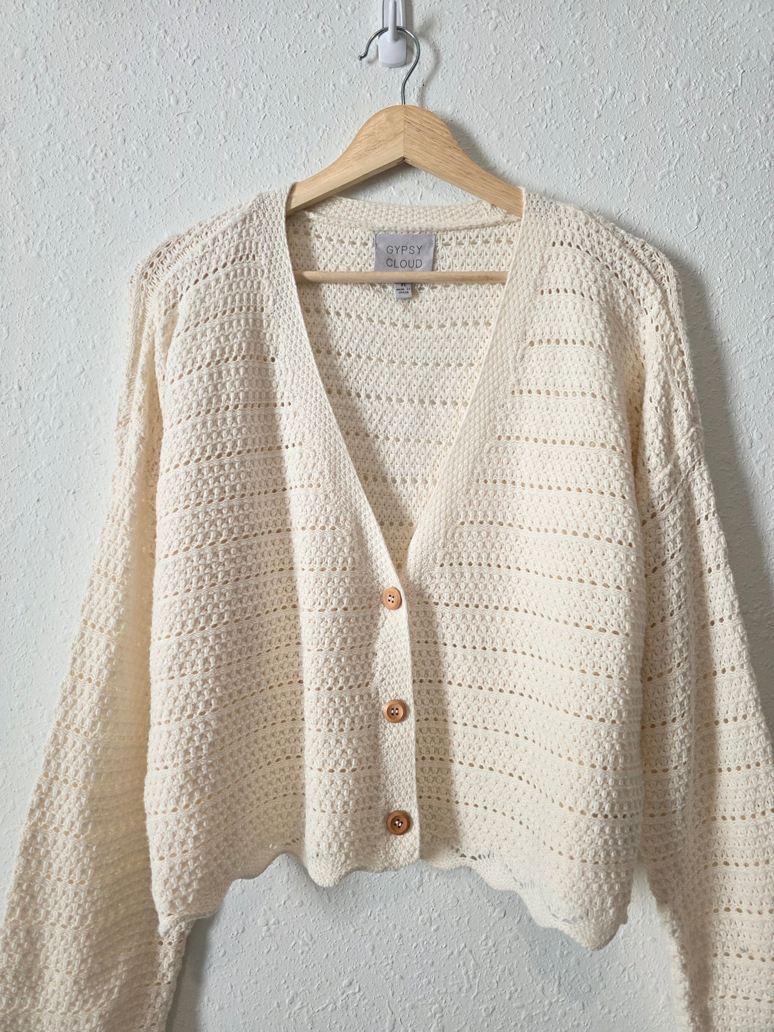 Cream Textured Knit Cardigan (XL)