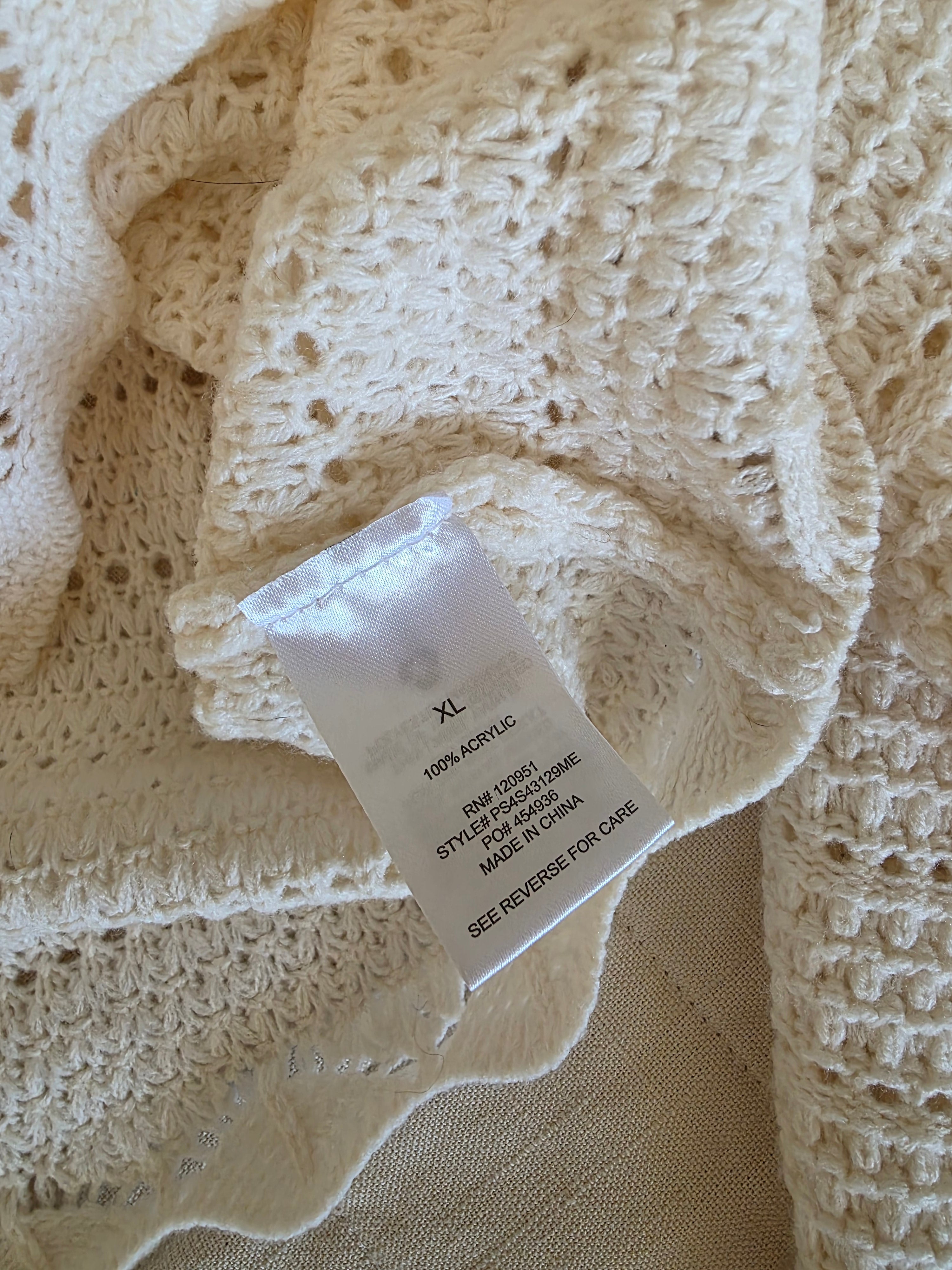 Cream Textured Knit Cardigan (XL)
