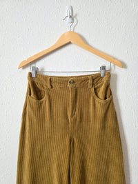 Chartreuse Cord Wide Leg Pants (S)