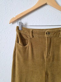 Chartreuse Cord Wide Leg Pants (S)