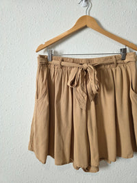 Carly Jean Camel Belted Shorts (2X)