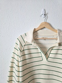 Madewell Green Striped Polo Sweatshirt (M)
