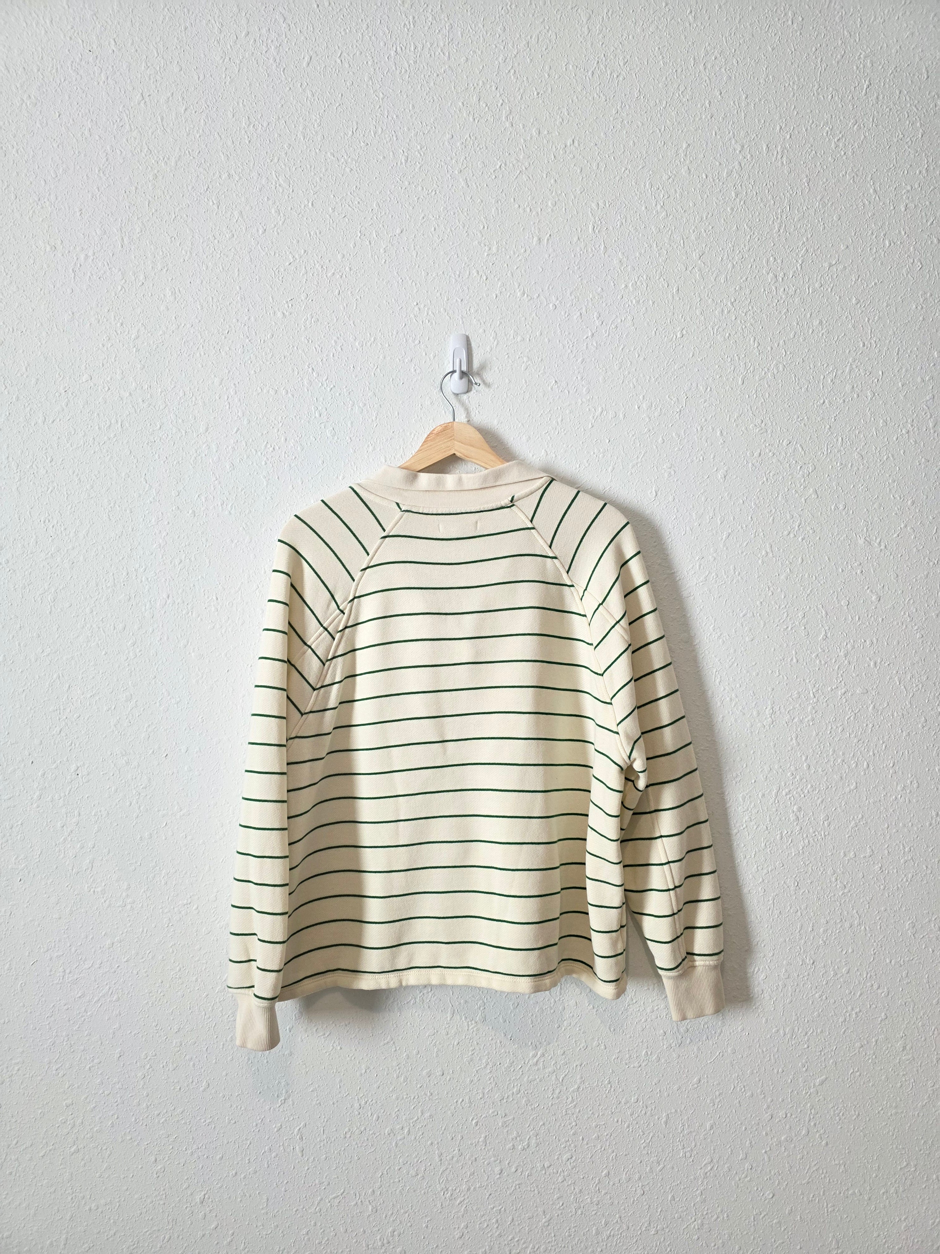 Madewell Green Striped Polo Sweatshirt (M)