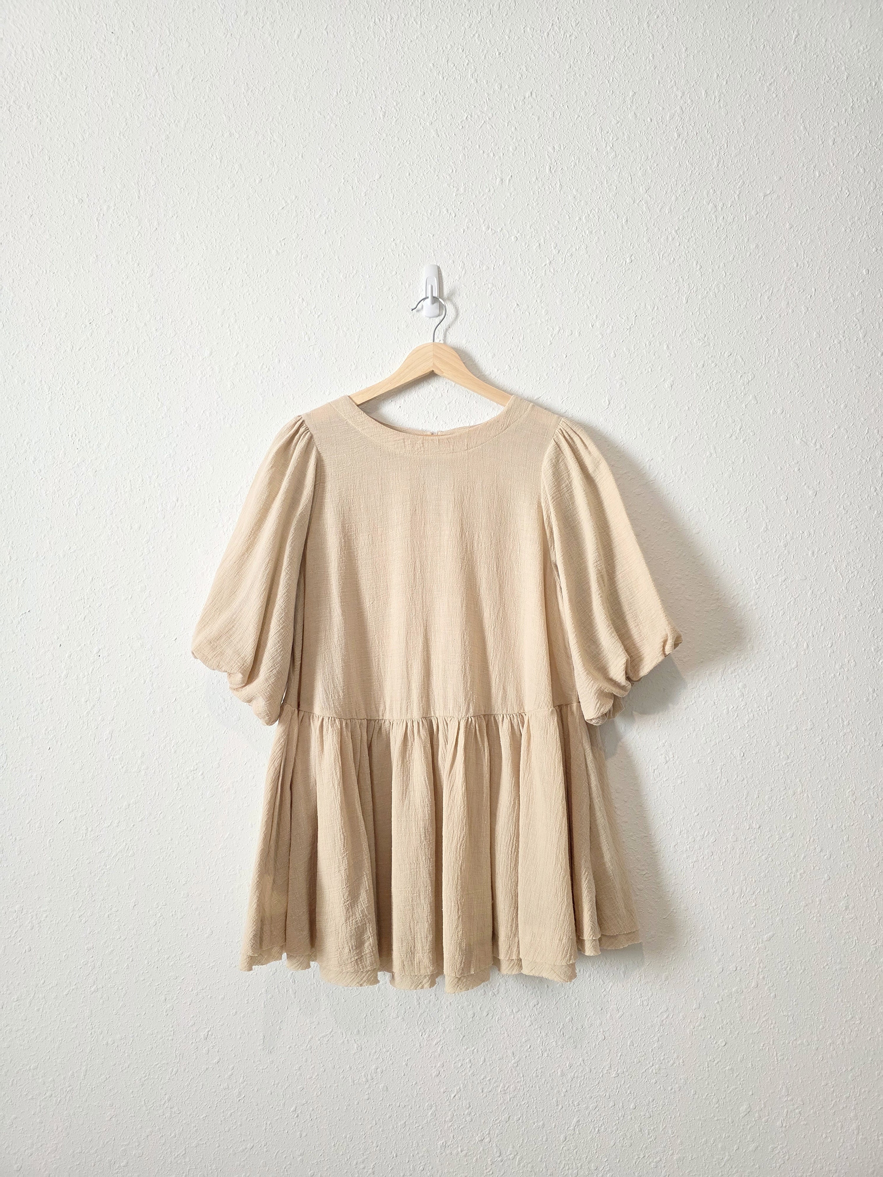 Easel Cotton Puff Sleeve Tunic (S)