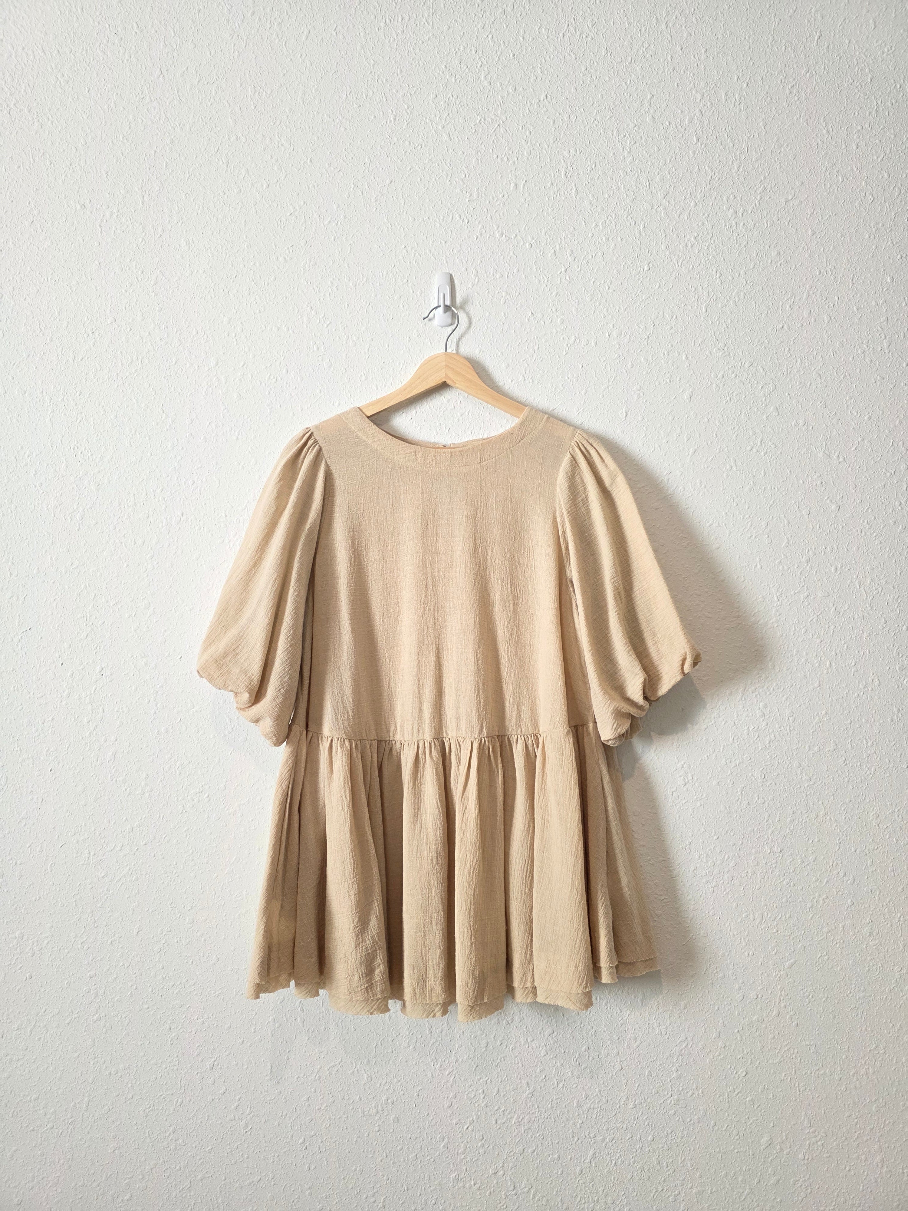 Easel Cotton Puff Sleeve Tunic (S)