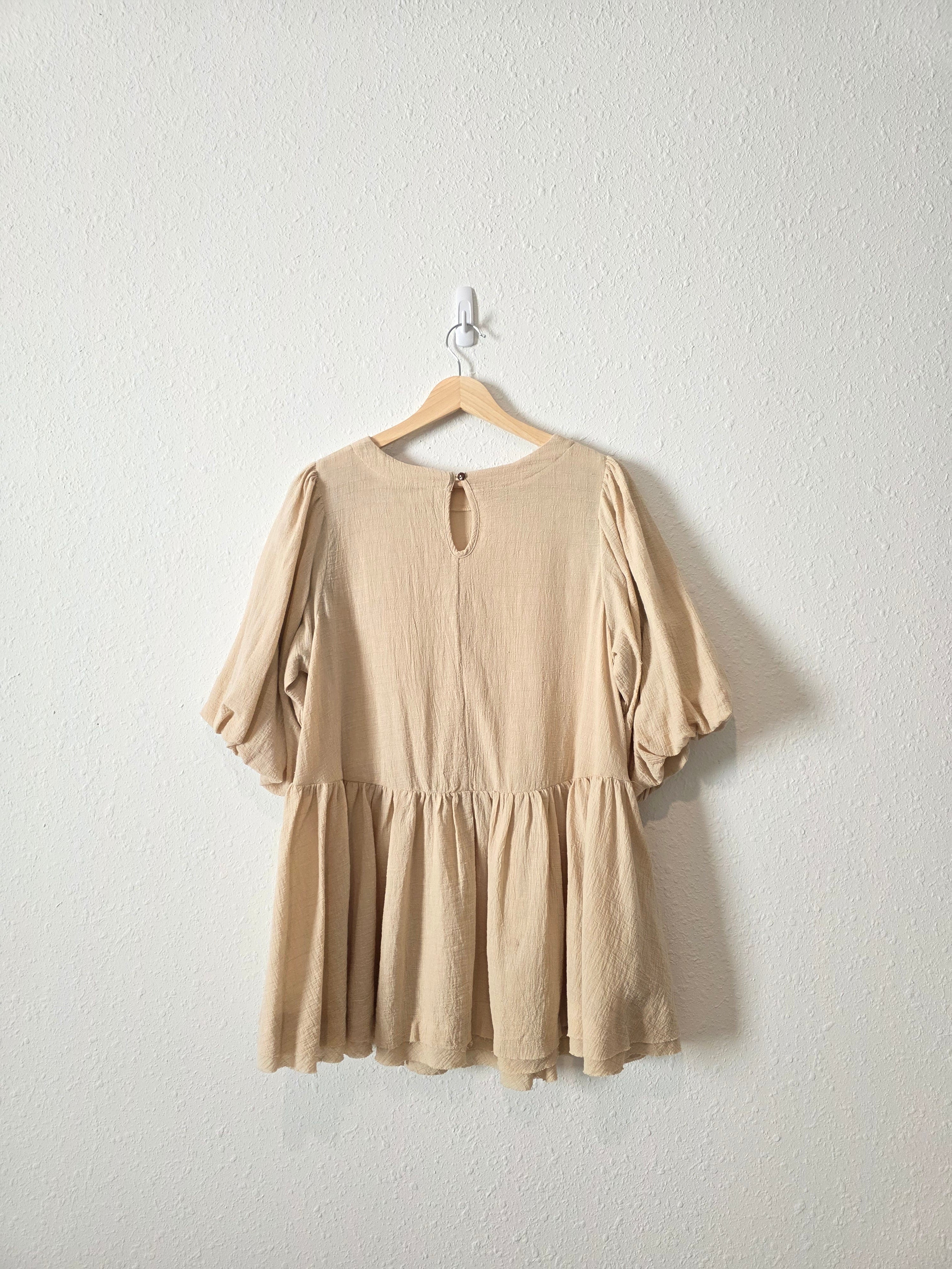 Easel Cotton Puff Sleeve Tunic (S)