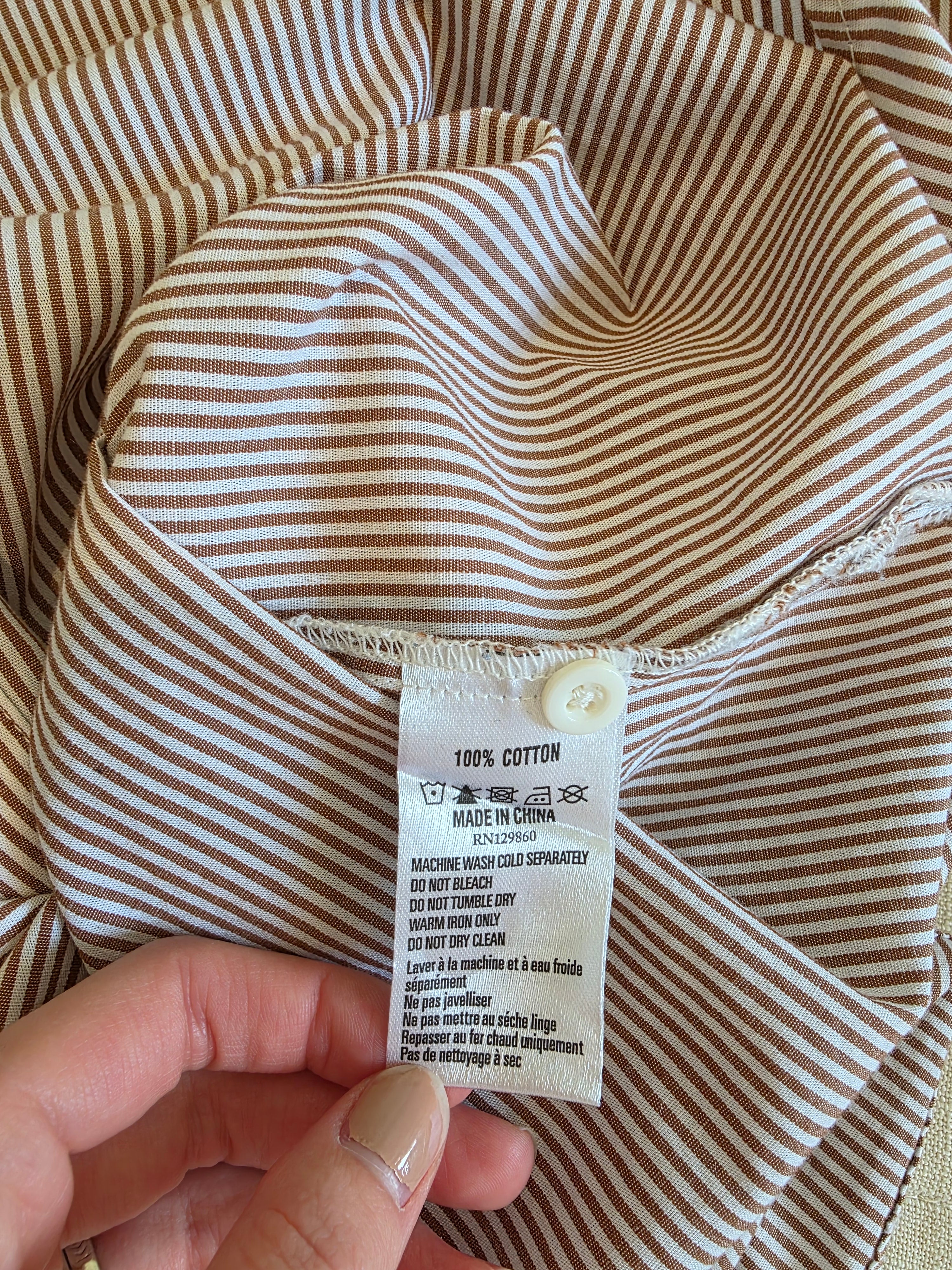 Rhythm Cotton Striped Button Up (M)