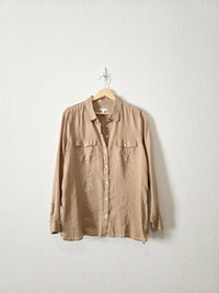 Brown Linen Button Up (M)