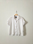 White Boxy Linen Button Up (M)