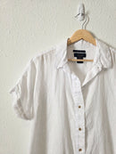 White Boxy Linen Button Up (M)