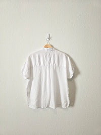 White Boxy Linen Button Up (M)