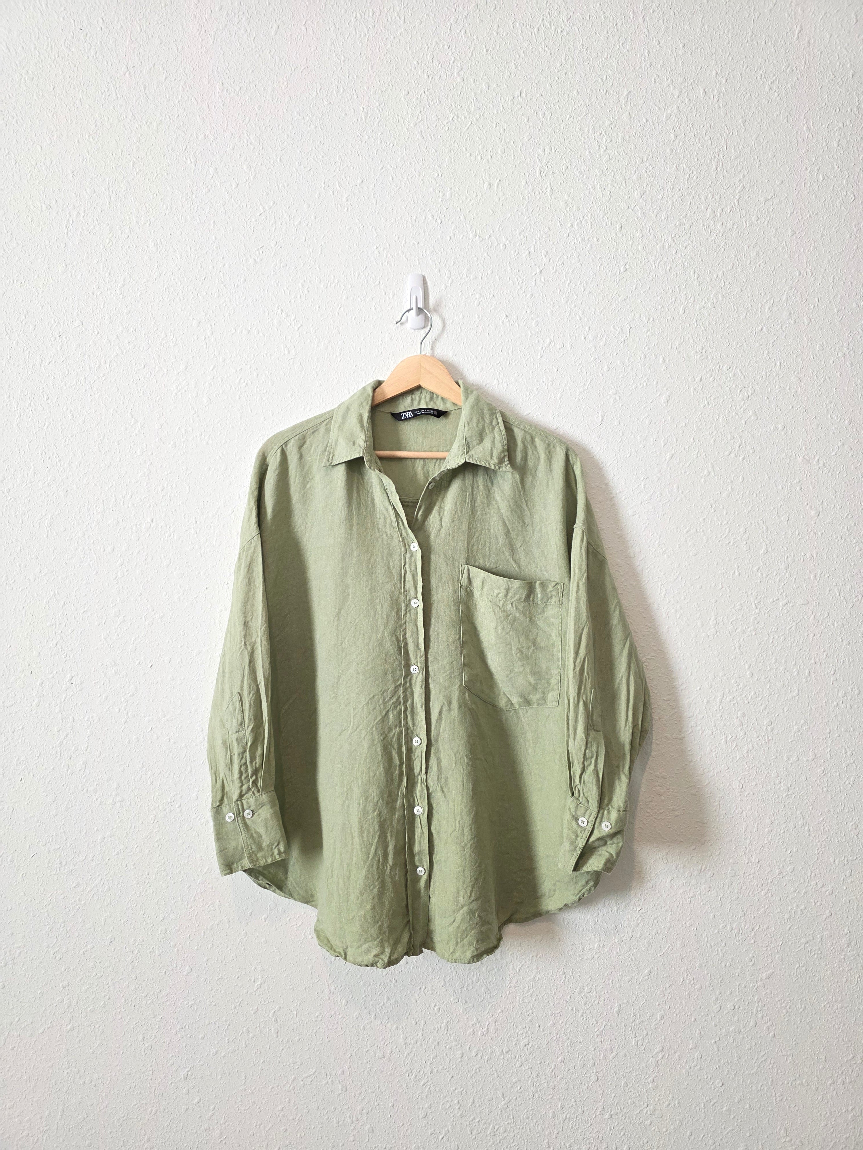 Zara Oversized Linen Button Up (S)