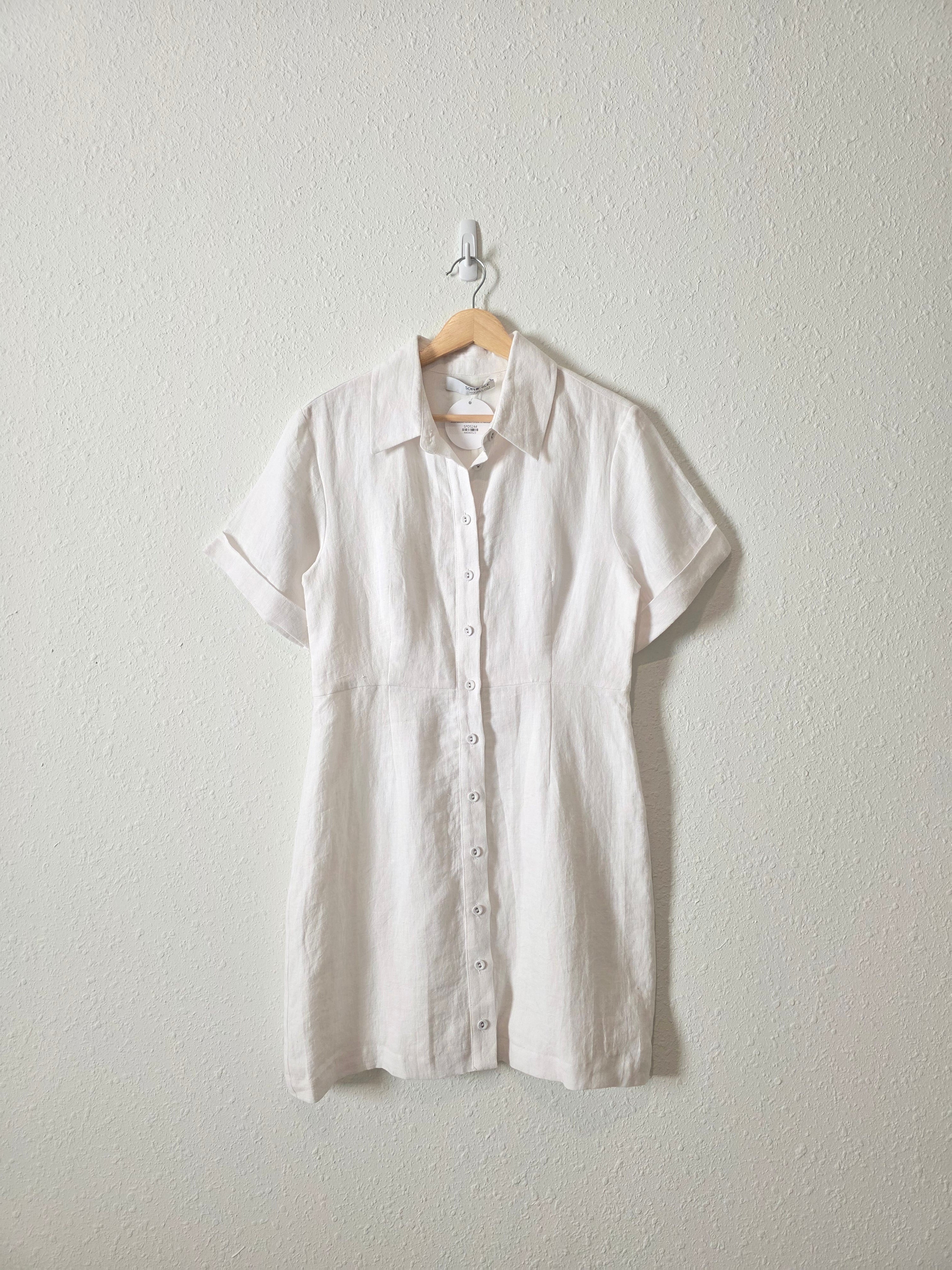 NEW White Linen Mini Dress (M)