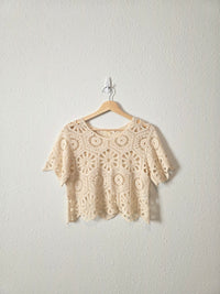 Floral Crochet Cotton Top (S)