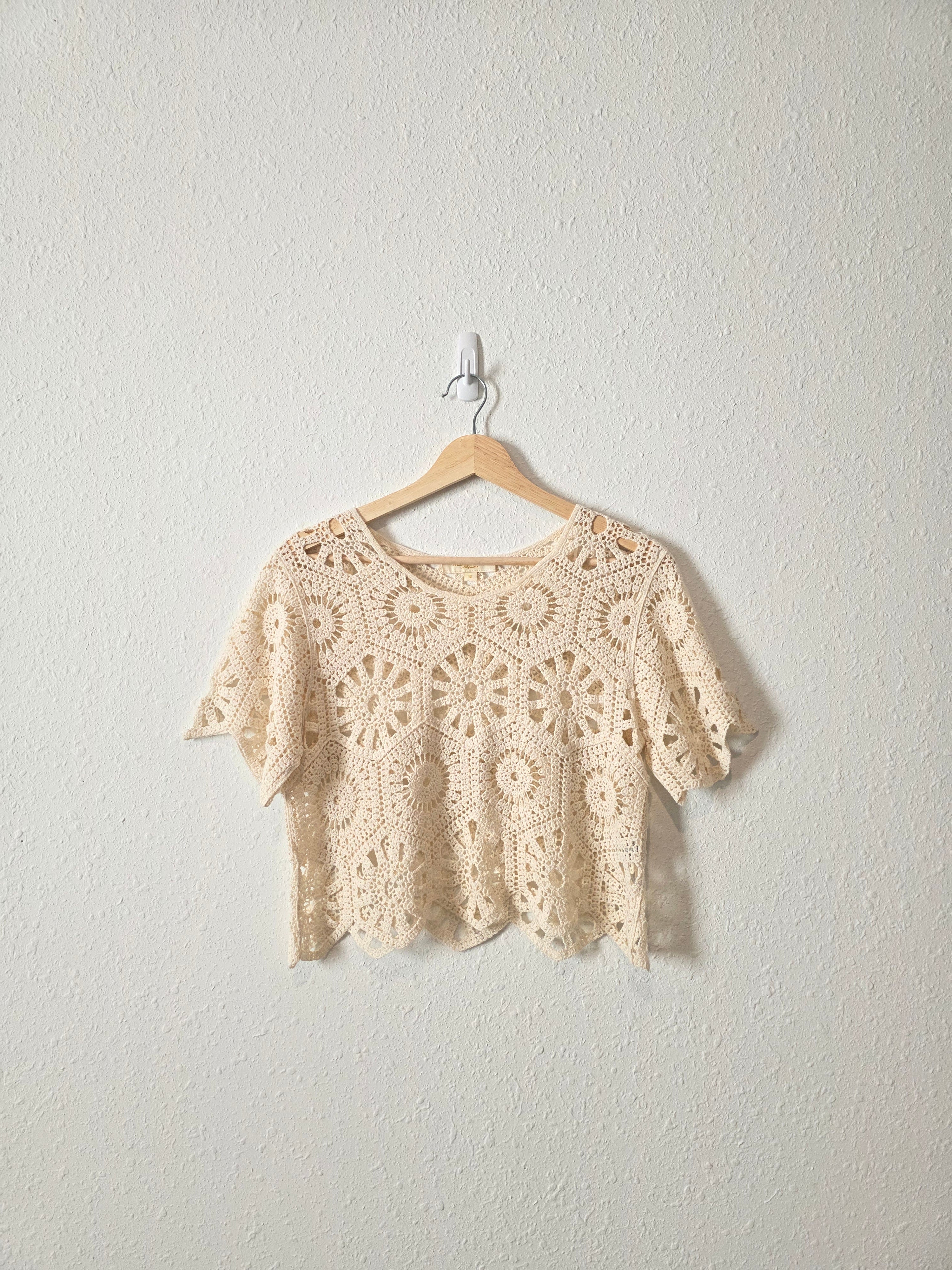 Floral Crochet Cotton Top (S)