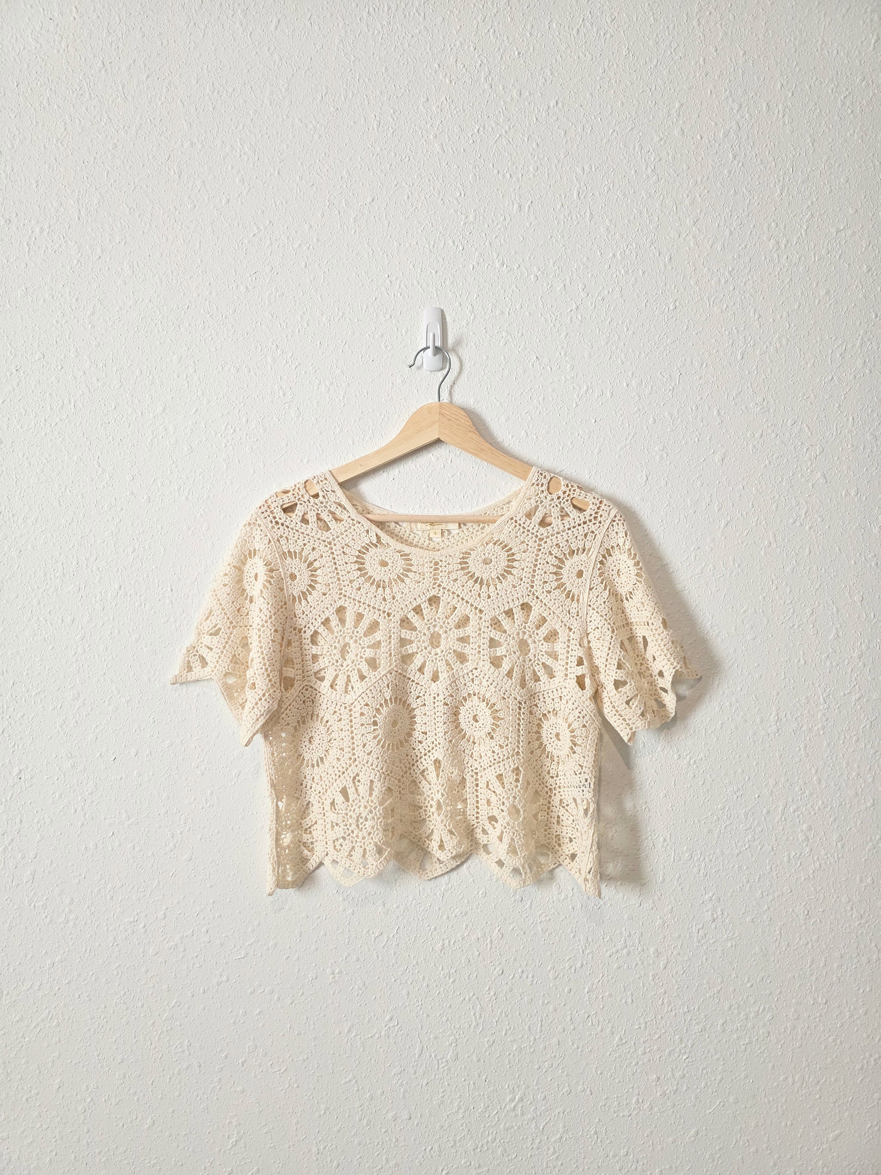 Floral Crochet Cotton Top (S)