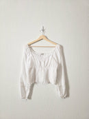 White Smocked Cotton Blouse (M)