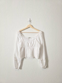 White Smocked Cotton Blouse (M)