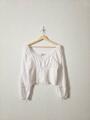 White Smocked Cotton Blouse (M)