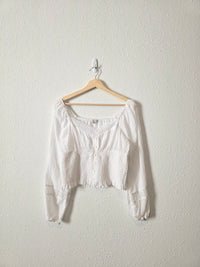 White Smocked Cotton Blouse (M)