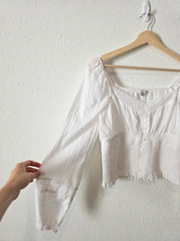 White Smocked Cotton Blouse (M)