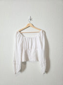White Smocked Cotton Blouse (M)