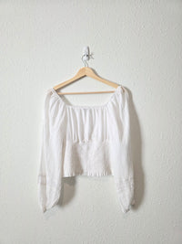 White Smocked Cotton Blouse (M)