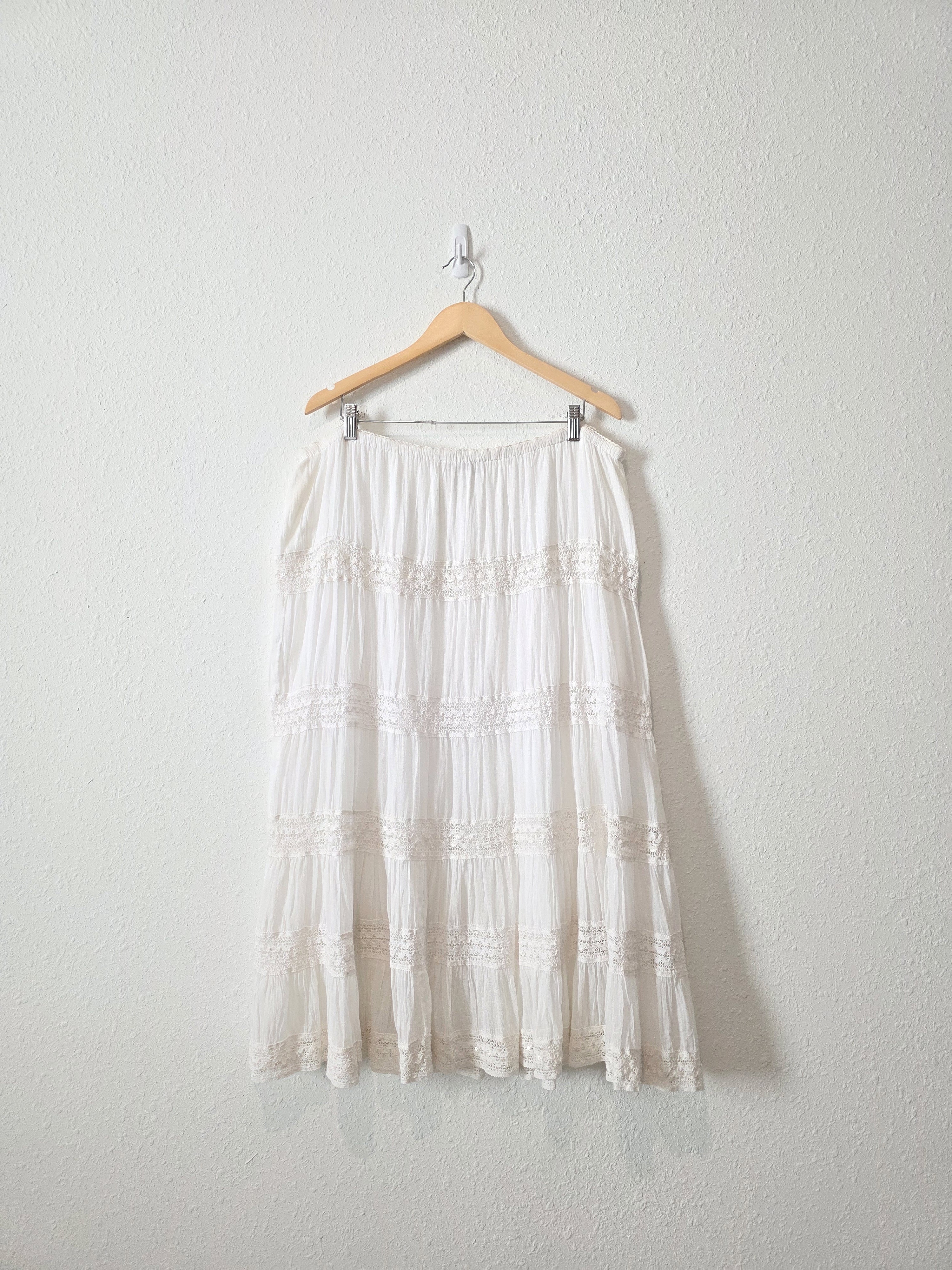 White Tiered Midi Skirt (16W)