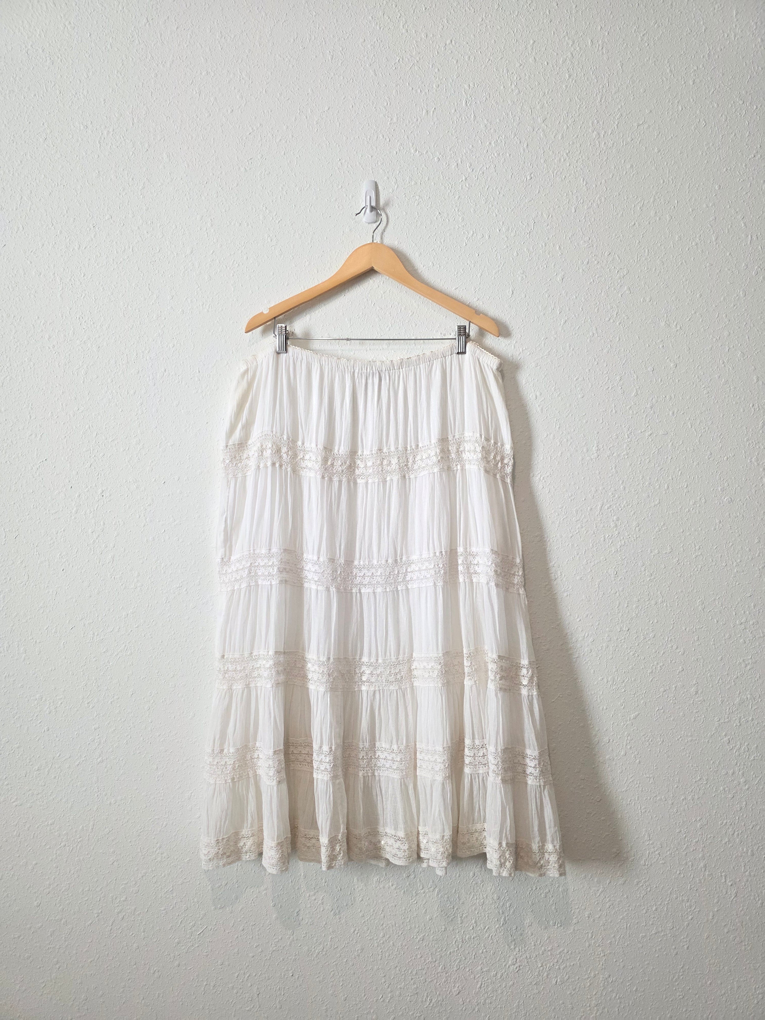 White Tiered Midi Skirt (16W)