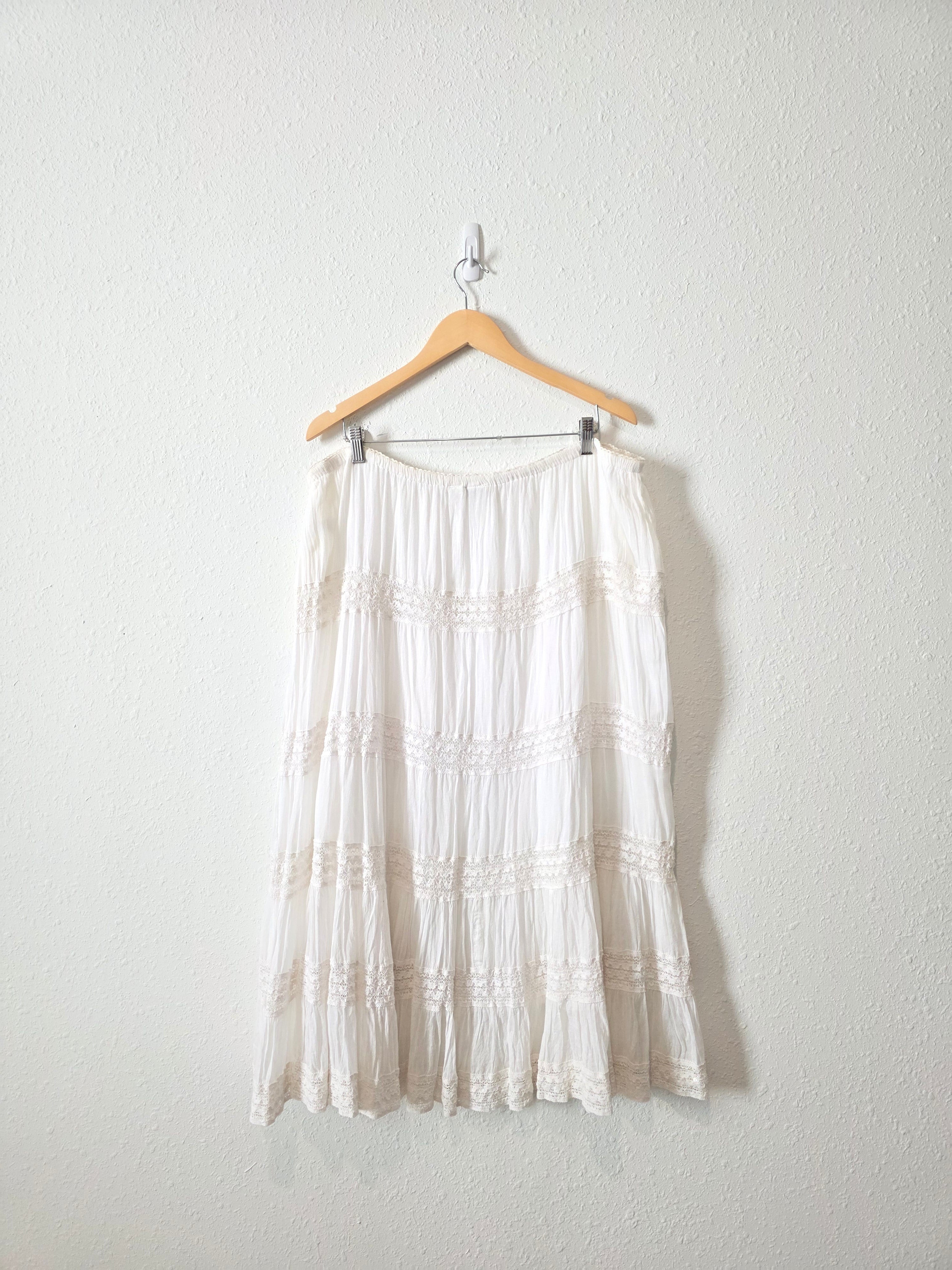 White Tiered Midi Skirt (16W)