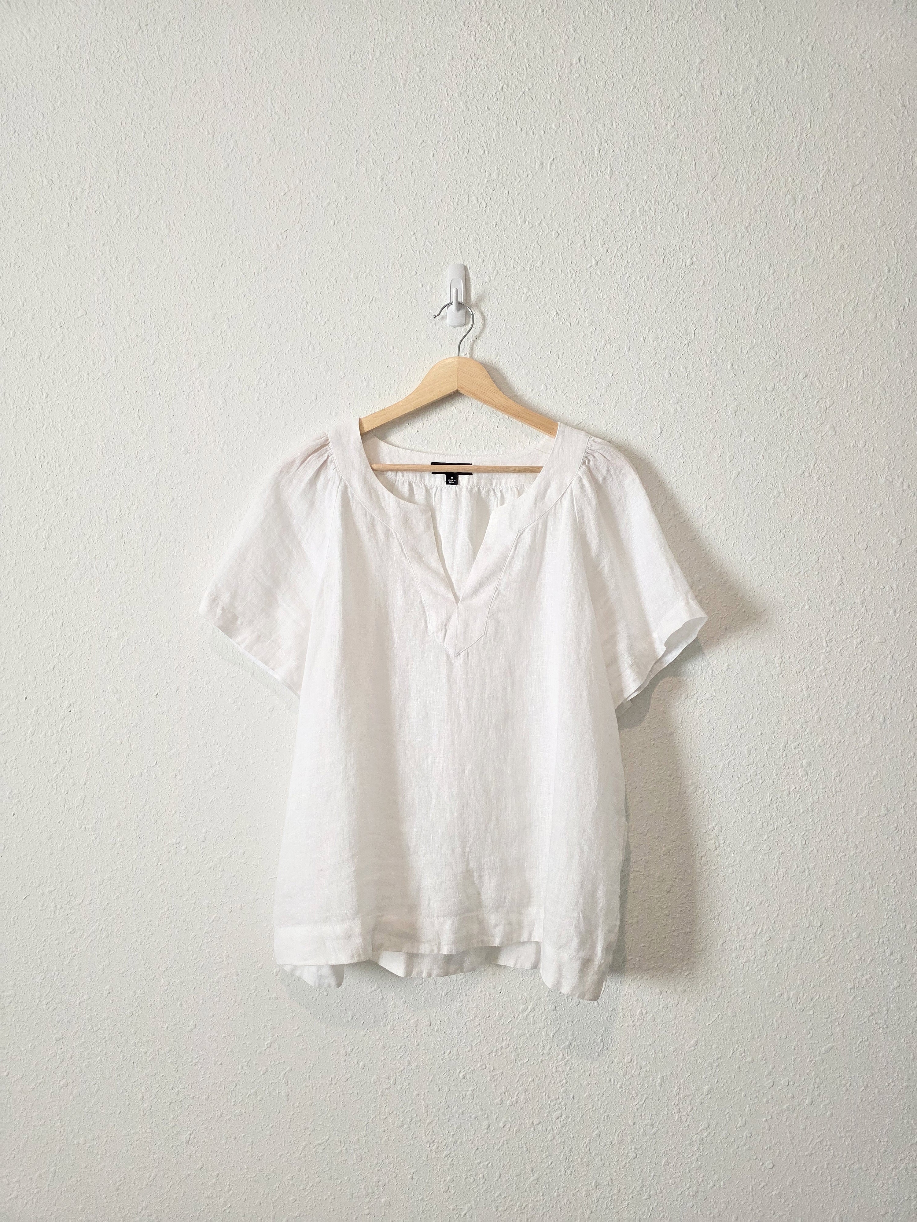 J.Crew White Linen Top (M)