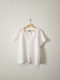 J.Crew White Linen Top (M)