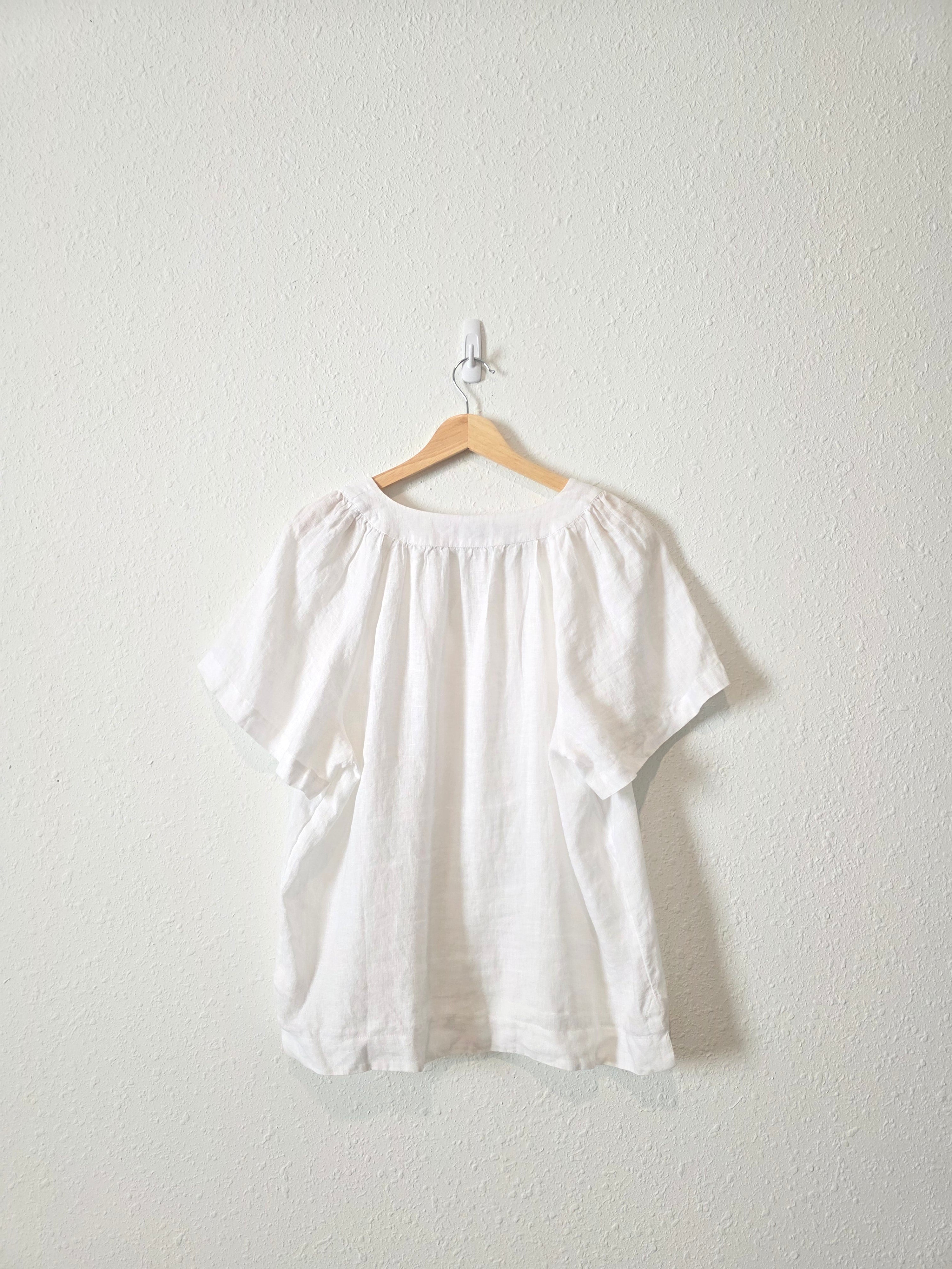 J.Crew White Linen Top (M)