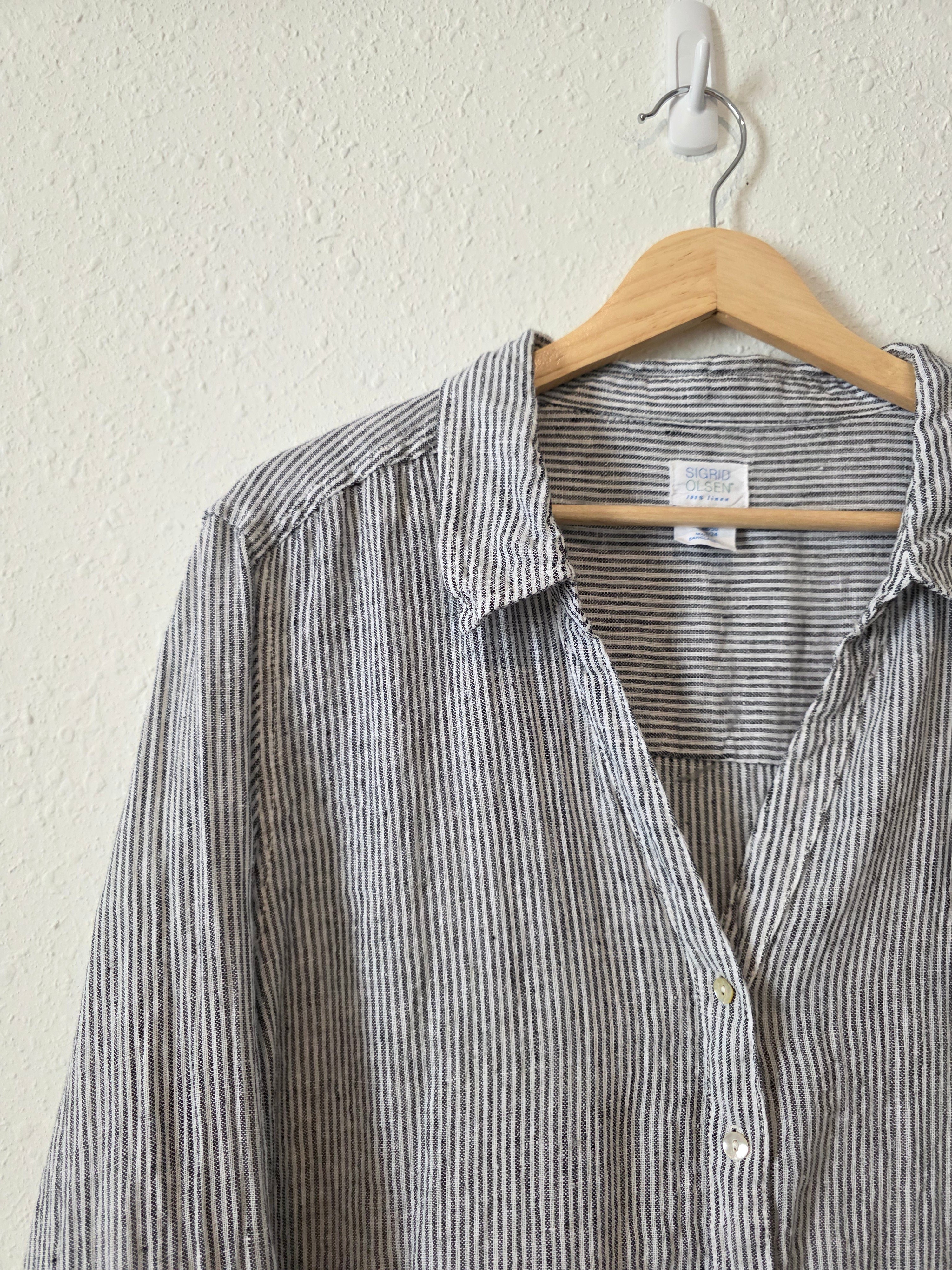 Striped Linen Button Up (2X)