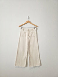 Ecru Wide Leg Crop Pants (S)