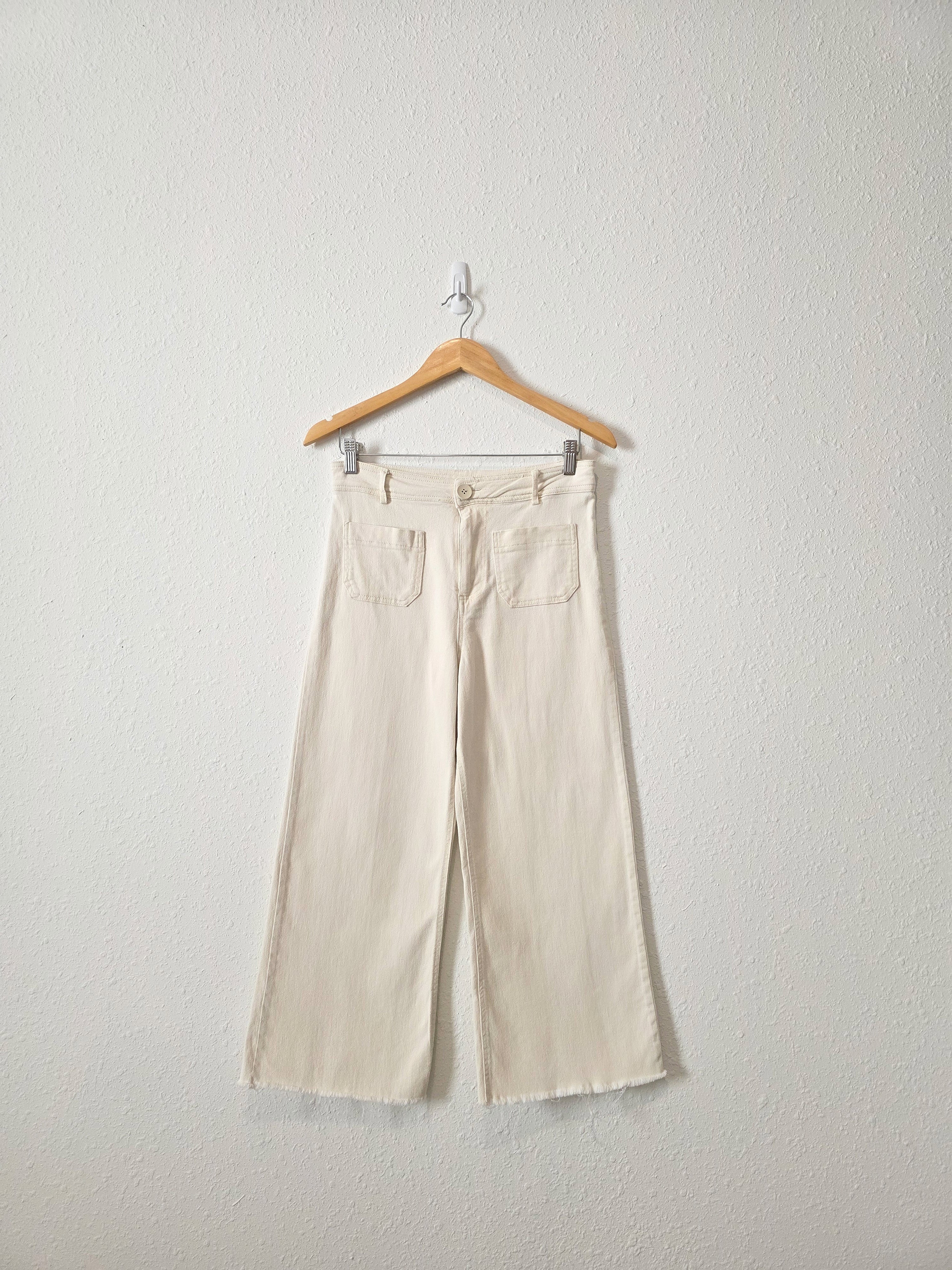 Ecru Wide Leg Crop Pants (S)