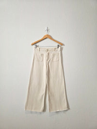 Ecru Wide Leg Crop Pants (S)