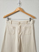 Ecru Wide Leg Crop Pants (S)