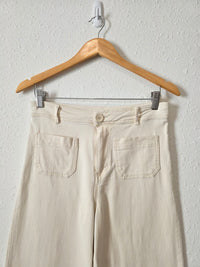 Ecru Wide Leg Crop Pants (S)