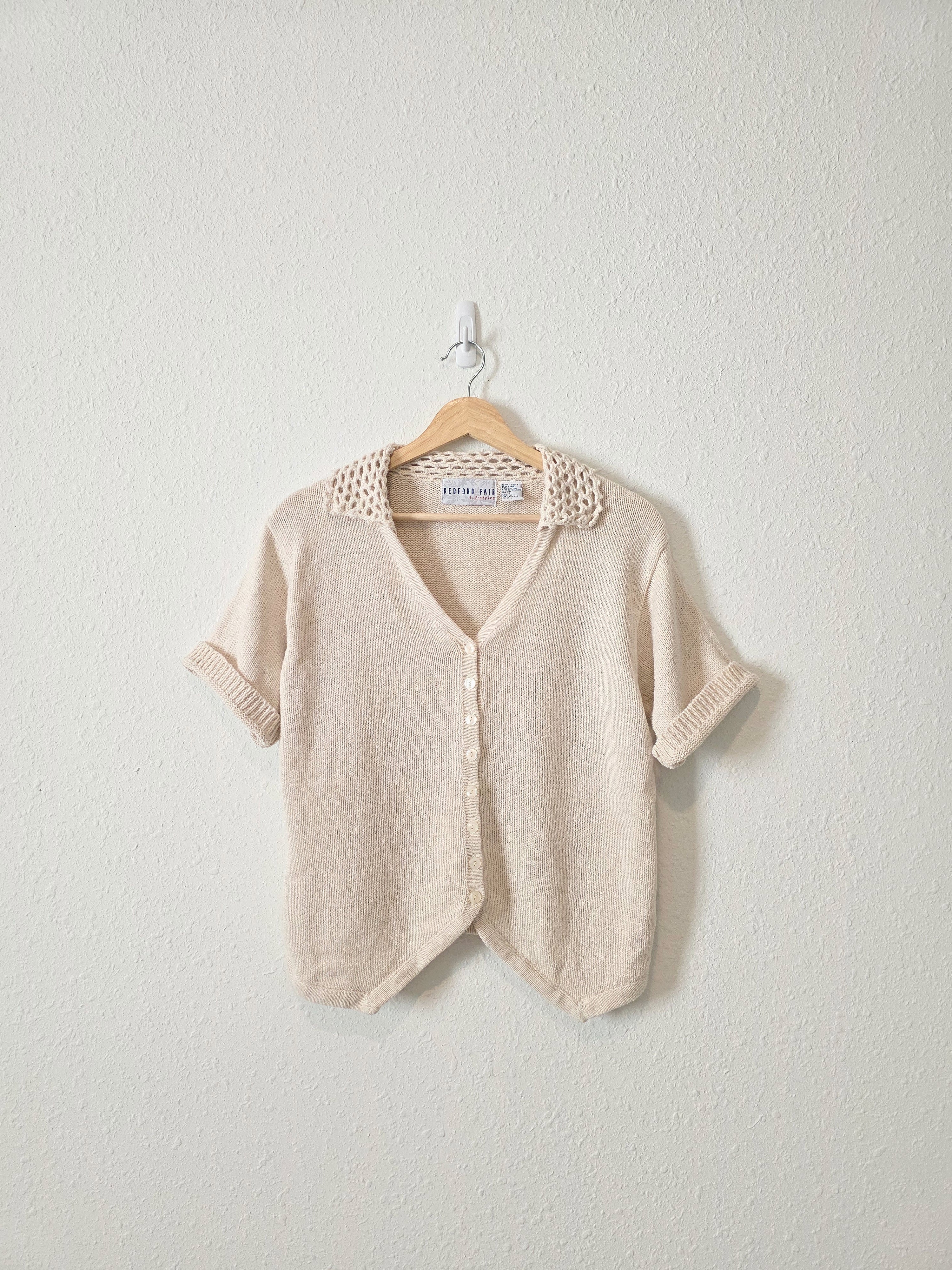 Vintage Crochet Collar Knit Top (S)