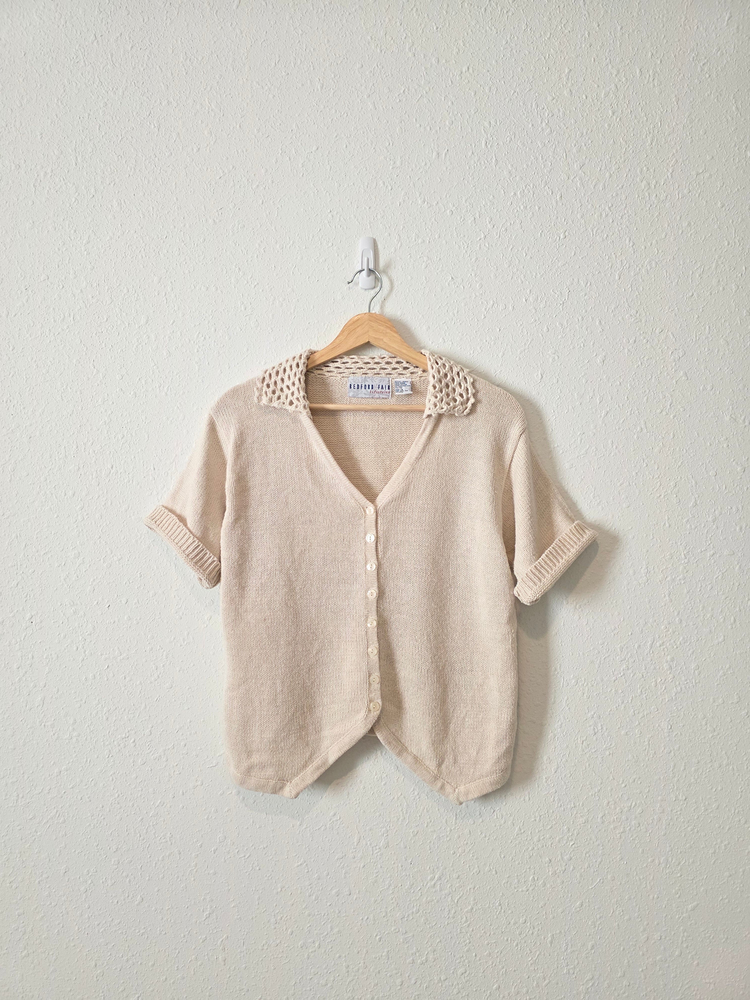 Vintage Crochet Collar Knit Top (S)