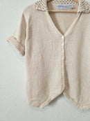 Vintage Crochet Collar Knit Top (S)