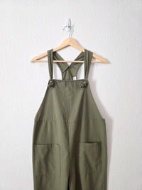 Carly Jean Olive Linen Blend Overalls (XS)