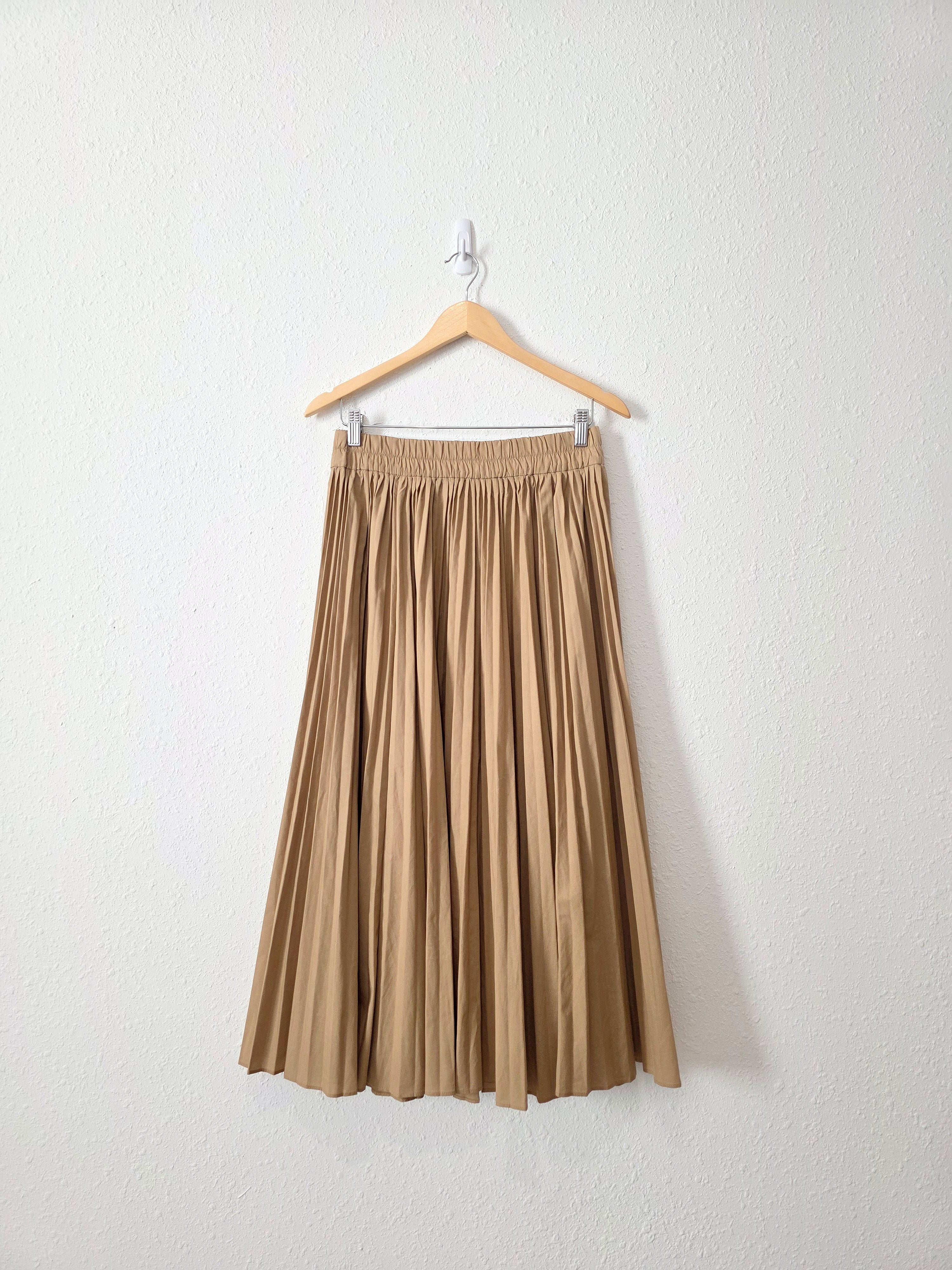 J.Crew Brown Pleated Midi Skirt (S)