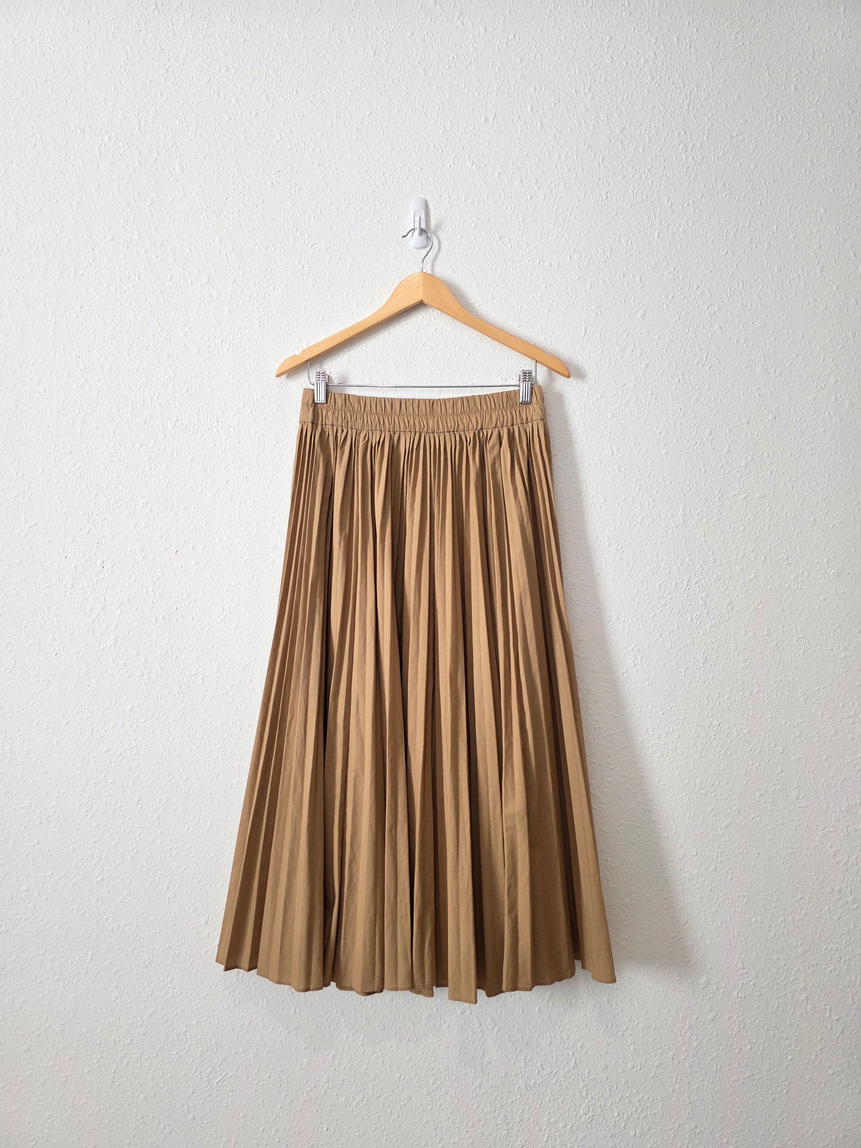 J.Crew Brown Pleated Midi Skirt (S)