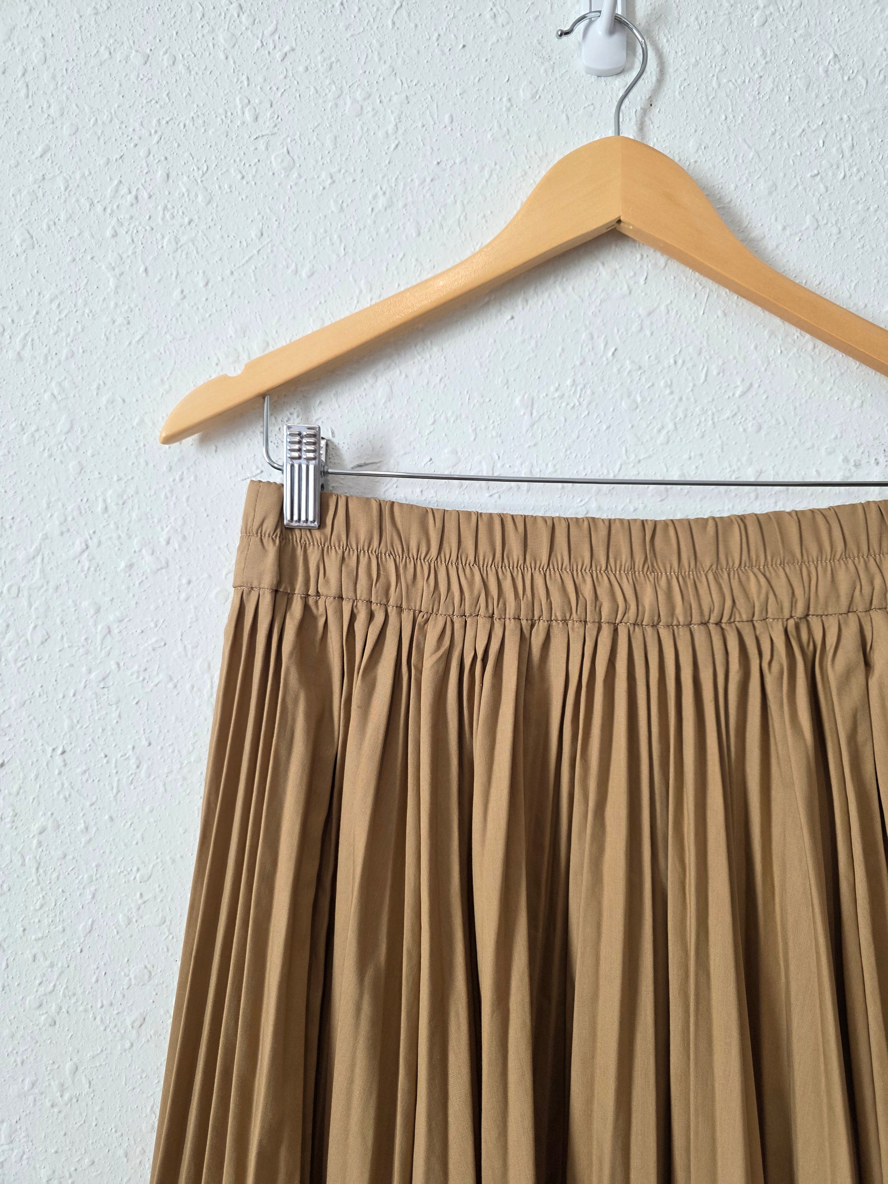 J.Crew Brown Pleated Midi Skirt (S)