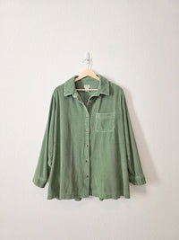 LL Bean Green Cord Button Up (1X)