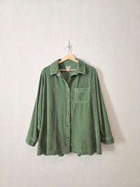 LL Bean Green Cord Button Up (1X)