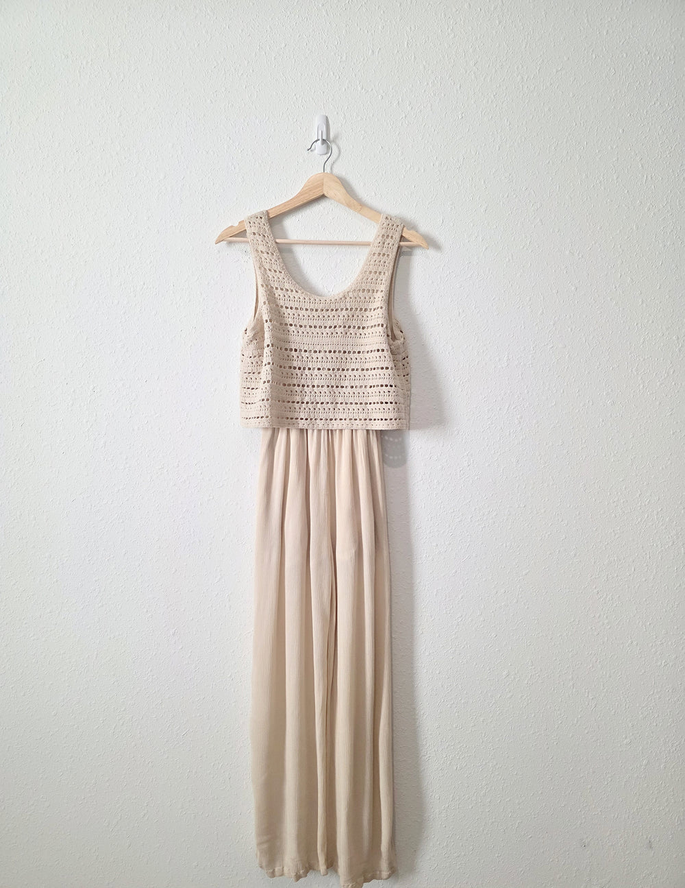 By Together Crochet Wide Leg Jumpsuit (S)