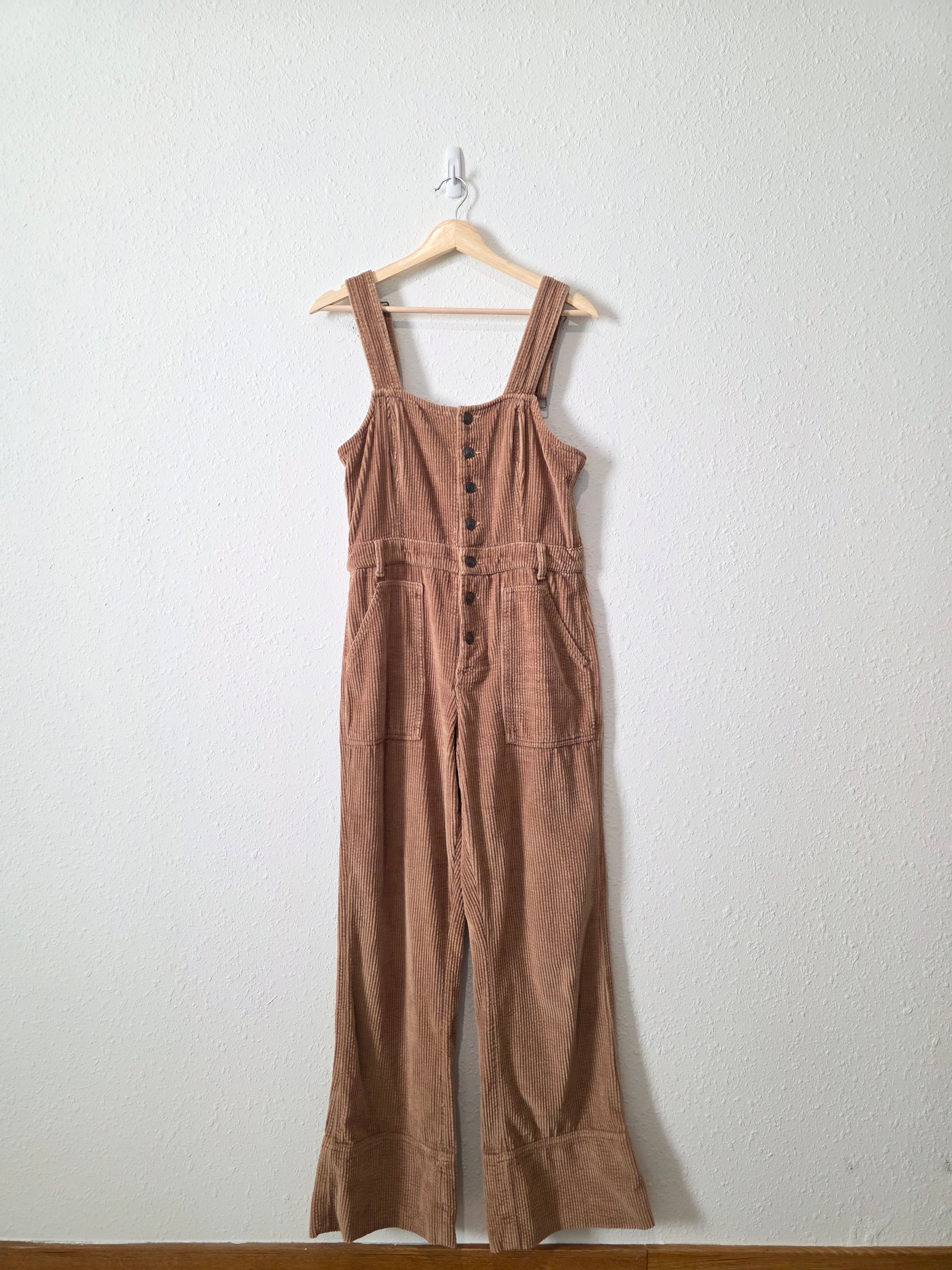 Aerie Cord Kick Flare Overalls (M)